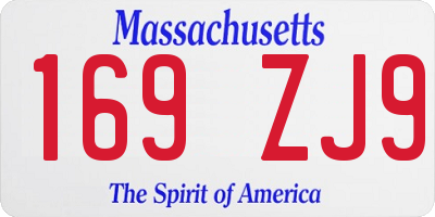 MA license plate 169ZJ9