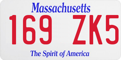 MA license plate 169ZK5