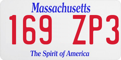 MA license plate 169ZP3
