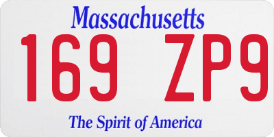 MA license plate 169ZP9