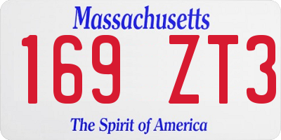 MA license plate 169ZT3