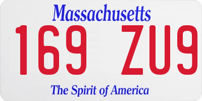 MA license plate 169ZU9