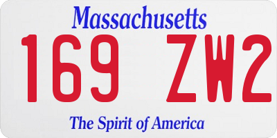 MA license plate 169ZW2