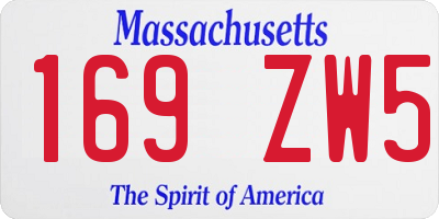 MA license plate 169ZW5