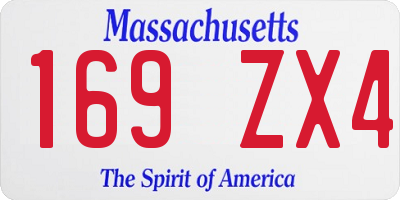 MA license plate 169ZX4