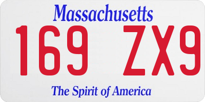 MA license plate 169ZX9