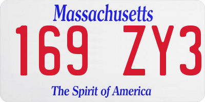 MA license plate 169ZY3