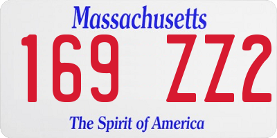 MA license plate 169ZZ2