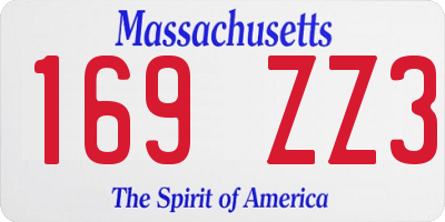 MA license plate 169ZZ3