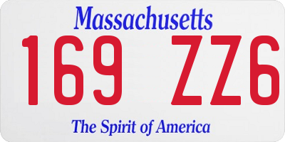 MA license plate 169ZZ6