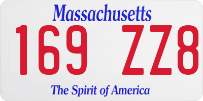 MA license plate 169ZZ8