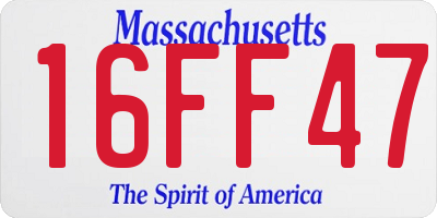 MA license plate 16FF47