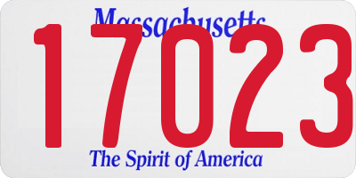 MA license plate 17023