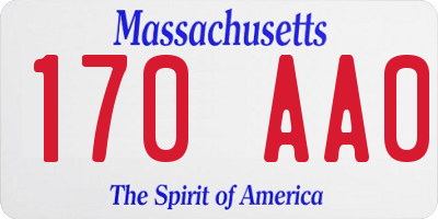 MA license plate 170AA0