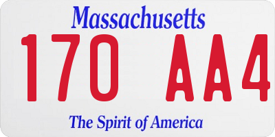MA license plate 170AA4