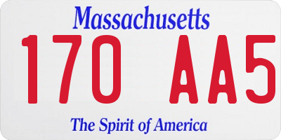 MA license plate 170AA5