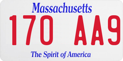 MA license plate 170AA9