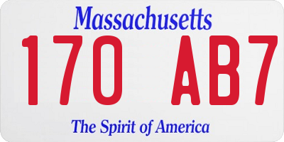 MA license plate 170AB7