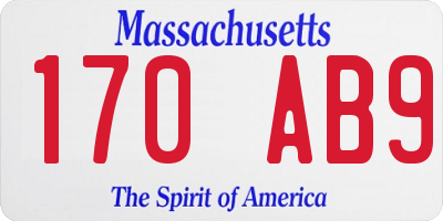 MA license plate 170AB9