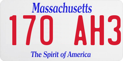MA license plate 170AH3