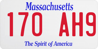 MA license plate 170AH9