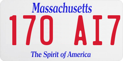MA license plate 170AI7