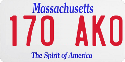 MA license plate 170AK0