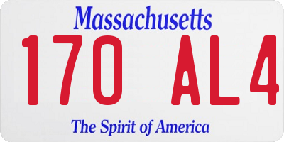 MA license plate 170AL4