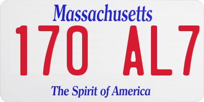 MA license plate 170AL7
