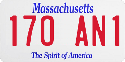 MA license plate 170AN1