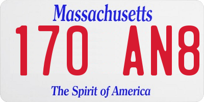 MA license plate 170AN8