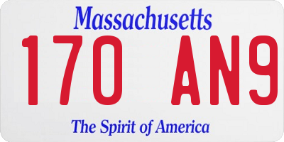 MA license plate 170AN9