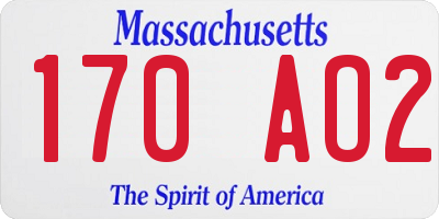 MA license plate 170AO2