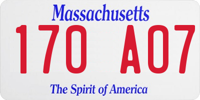 MA license plate 170AO7