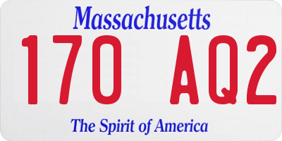 MA license plate 170AQ2