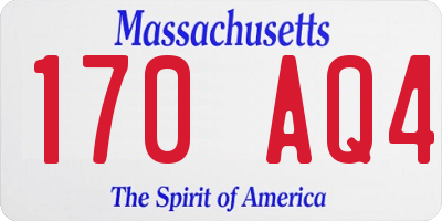 MA license plate 170AQ4