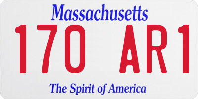 MA license plate 170AR1