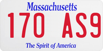 MA license plate 170AS9