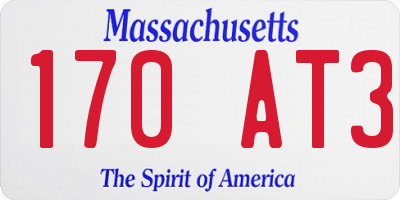 MA license plate 170AT3