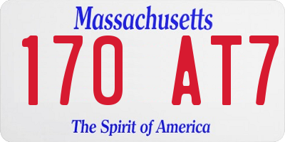 MA license plate 170AT7