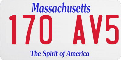 MA license plate 170AV5