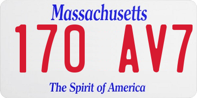 MA license plate 170AV7