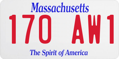 MA license plate 170AW1