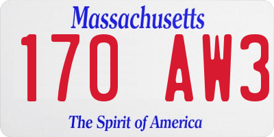 MA license plate 170AW3