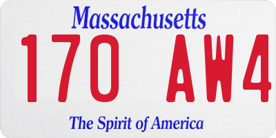 MA license plate 170AW4