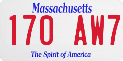 MA license plate 170AW7