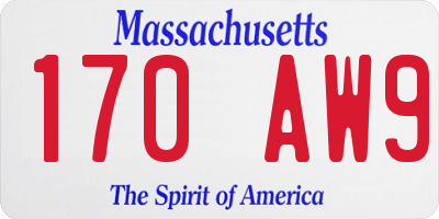 MA license plate 170AW9