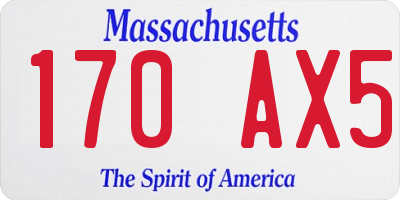 MA license plate 170AX5