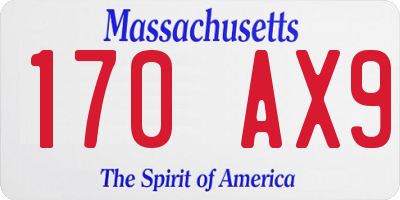 MA license plate 170AX9
