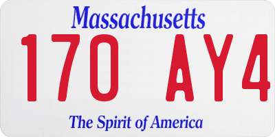 MA license plate 170AY4